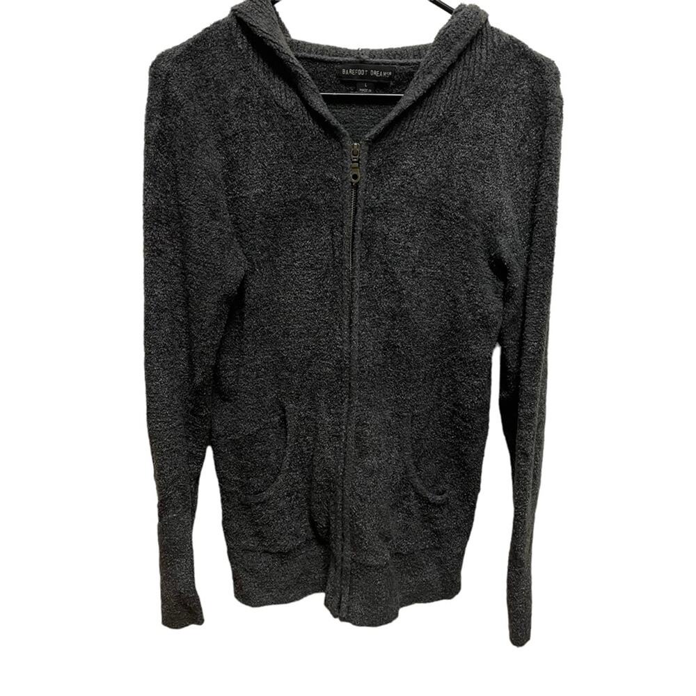Barefoot Dreams Dark Gray Full Zip Hooded Super Soft Jacket Large